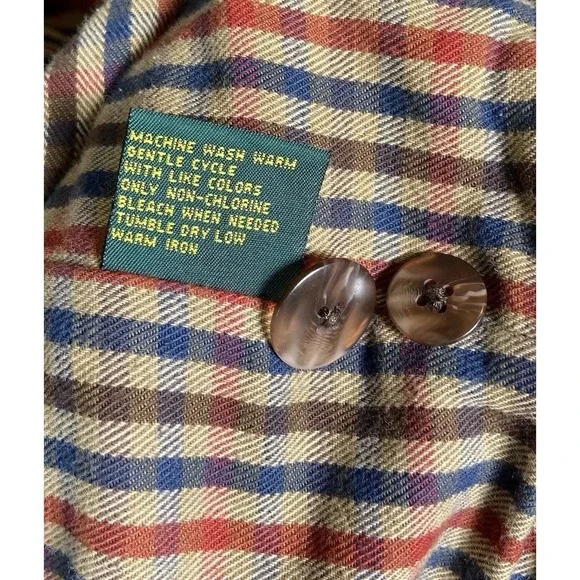 Club Room Chore Jacket Men Medium Olive Leather Collar Plaid Lined Utility Coat
